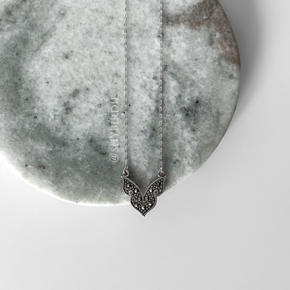 NEW Artisan Marcasite & Sterling Silver Pendant Necklace - Picture 2 of 9